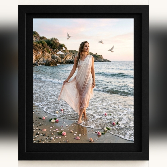Hand Crafted Other - A.I. Greek Goddess Aphrodite Art Print In A Frame 8x10